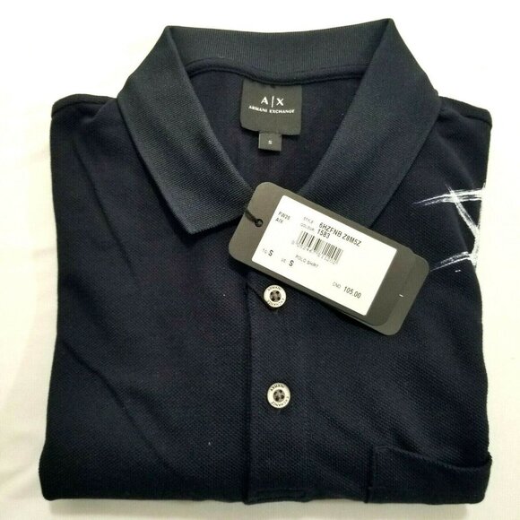Armani‎ Exchange Men's Long Sleeve Pique Polo Shirt Cotton Button Up - Picture 9 of 9